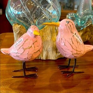 Pink Decorative Bird Figurines